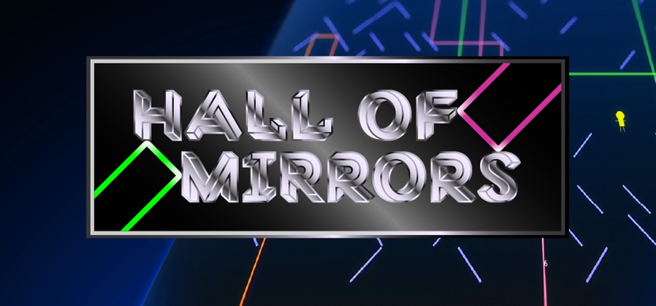 Hall of Mirrors logo over laser beams bouncing between mirrors