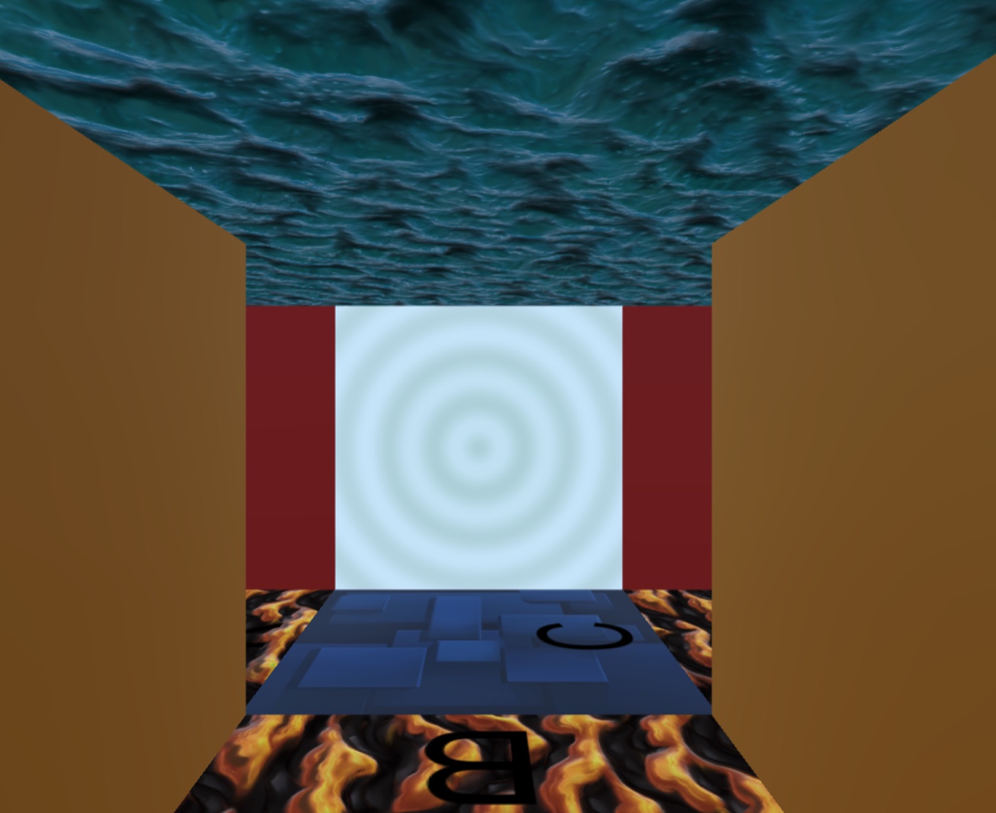 Space Warp: a corridor with a swirling warp gate at the far end